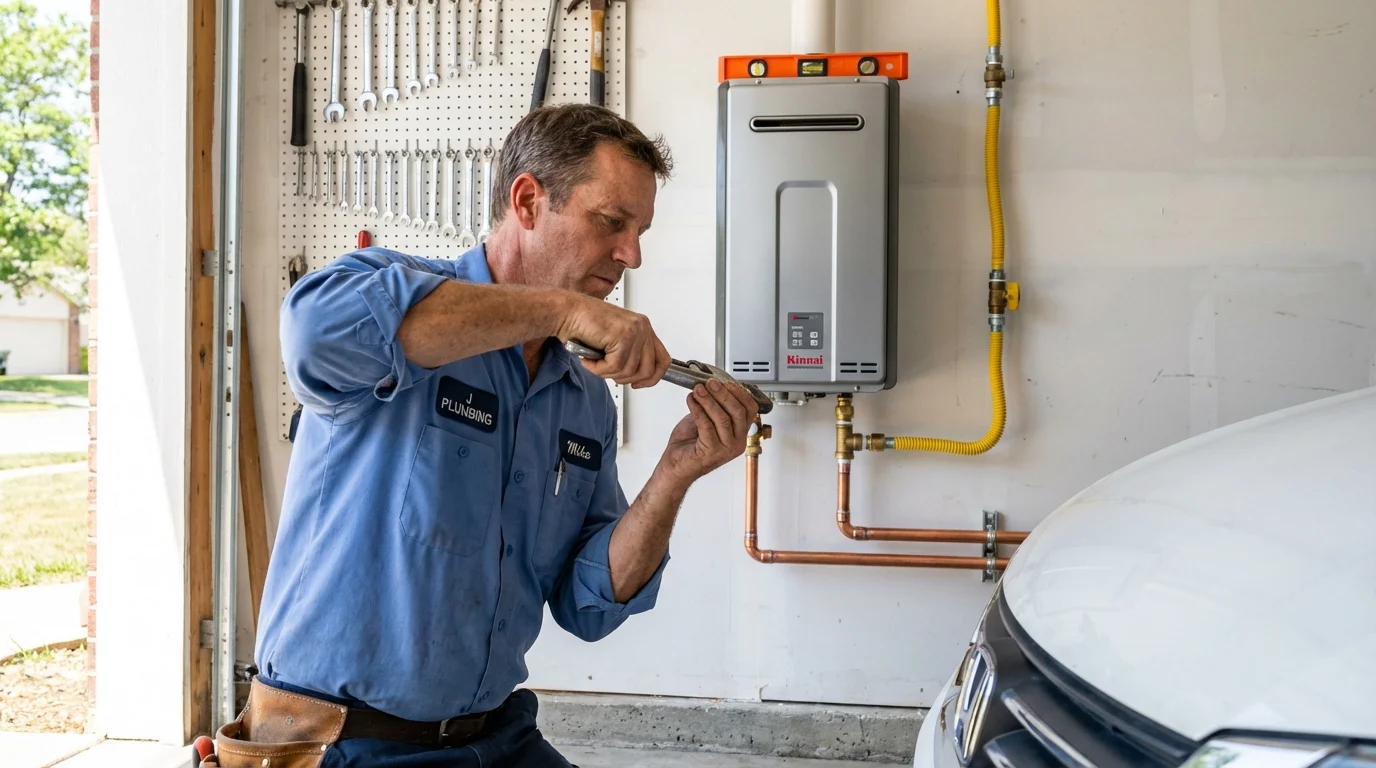 Tankless water heater installation by a Johns Plumbing LLC plumber in Seagoville